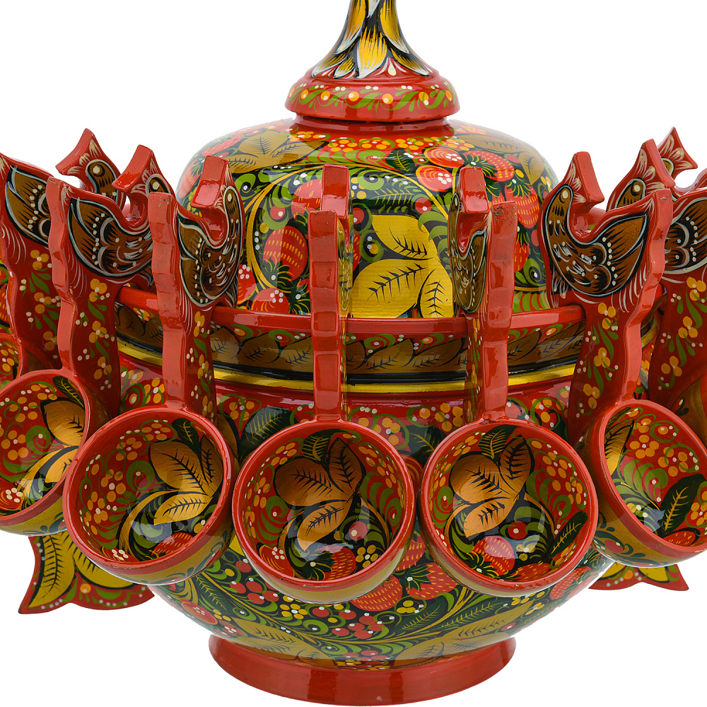 Братина с ковшами «Герб РФ». Хохлома - интернет магазин Русь Велика я фото 2