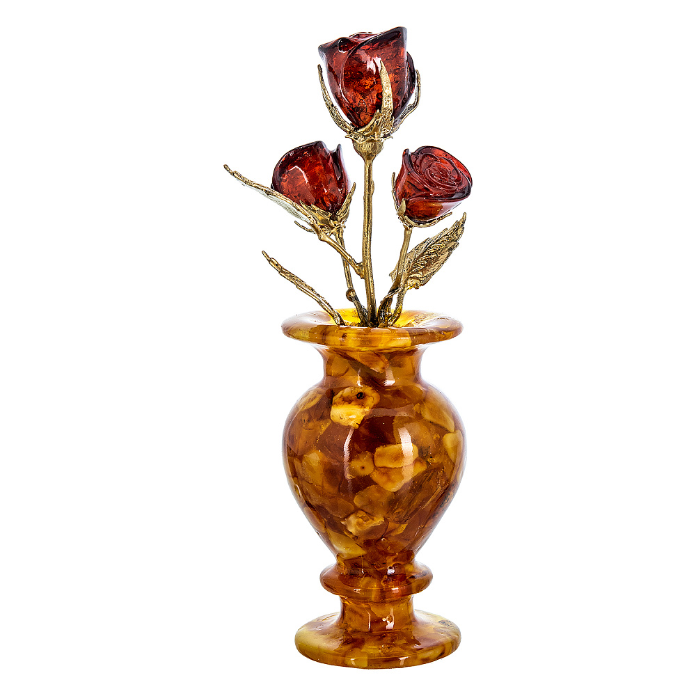Янтарная композиция «Цветочная ваза. Три бутона» - интернет магазин Русь Велика я фото 5