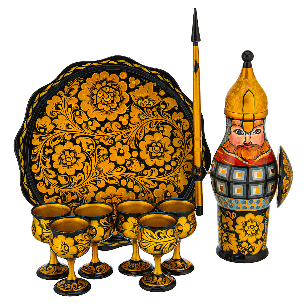 Питейный набор на 6 персон «Богатырь». Хохлома - интернет магазин Русь Велика я фото 1