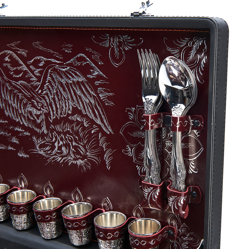 Набор для пикника на 6 персон «Орёл» с серебряным декором - интернет магазин Русь Велика я фото 1