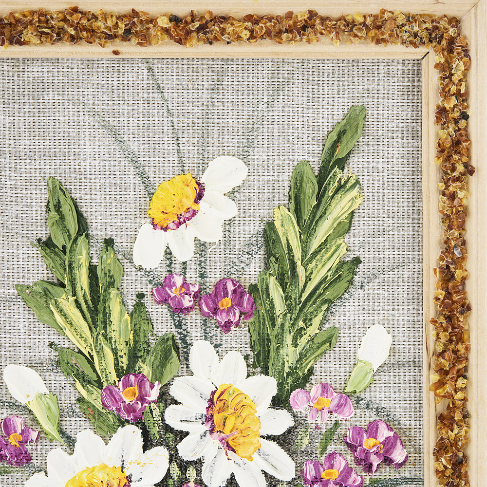 Панно в янтарной раме «Букет цветов» 27х18 см - интернет магазин Русь Велика я фото 2