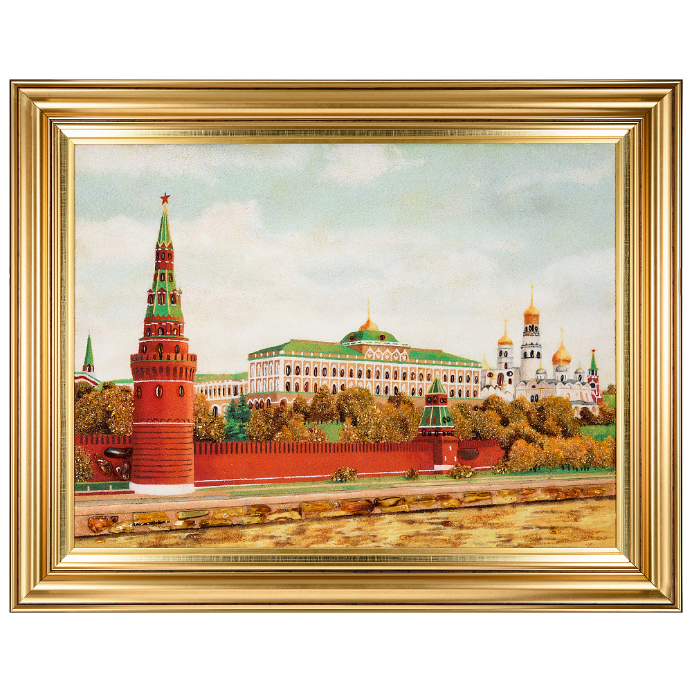 Картина янтарная «Большой Кремлевский дворец» 60х80 см - интернет магазин Русь Велика я 
