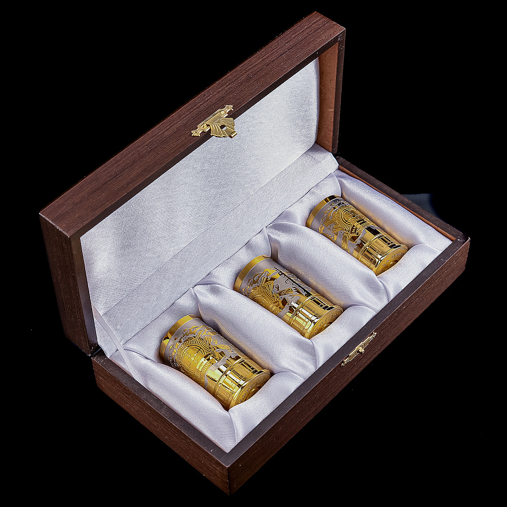 Набор из трех рюмок-гильз 50 мл «За охоту». Златоуст - интернет магазин Русь Велика я фото 3