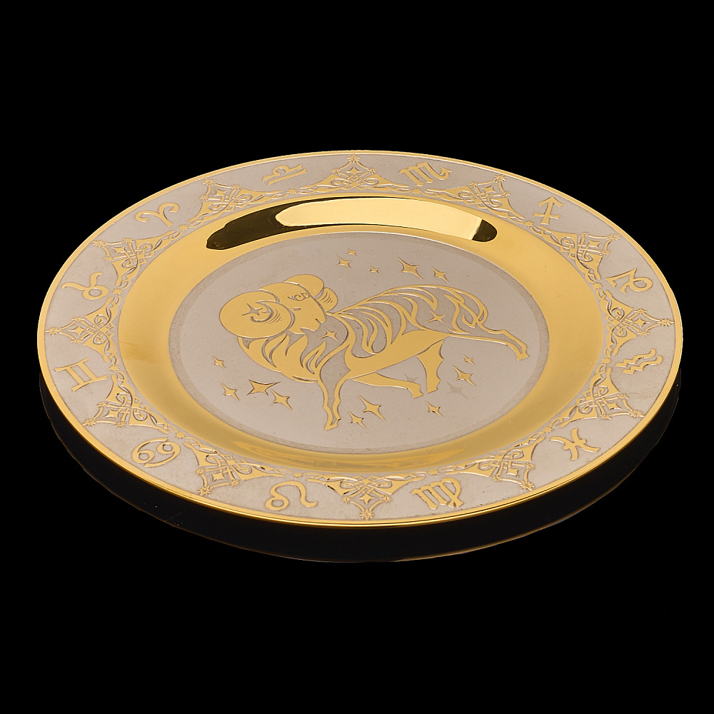 Тарелка декоративная с позолотой «Знак зодиака Овен». Златоуст - интернет магазин Русь Велика я фото 3