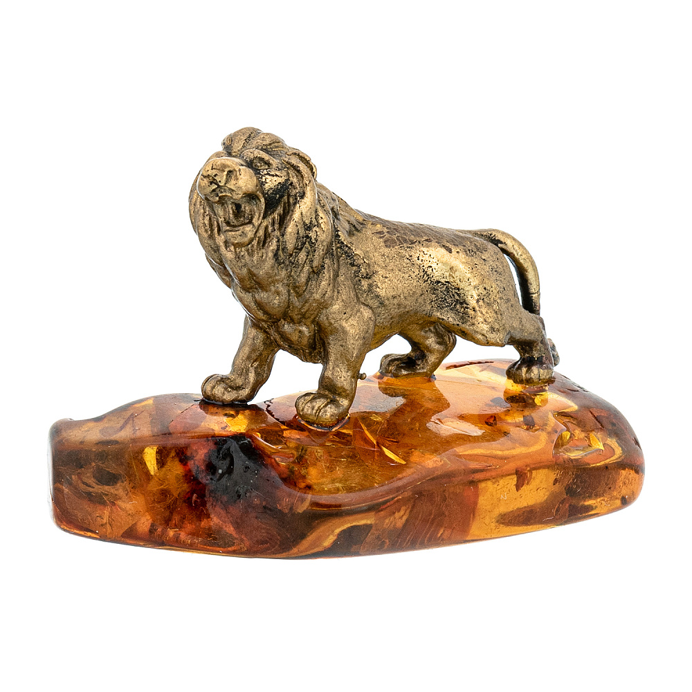 Статуэтка с янтарем «Лев» - интернет магазин Русь Велика я фото 1