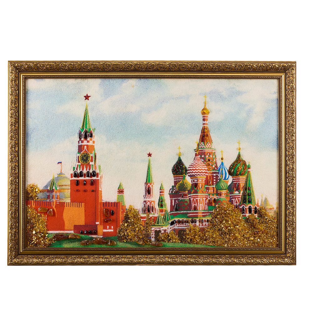 Картина янтарная «Москва. Кремль» 60х40 см - интернет магазин Русь Велика я 