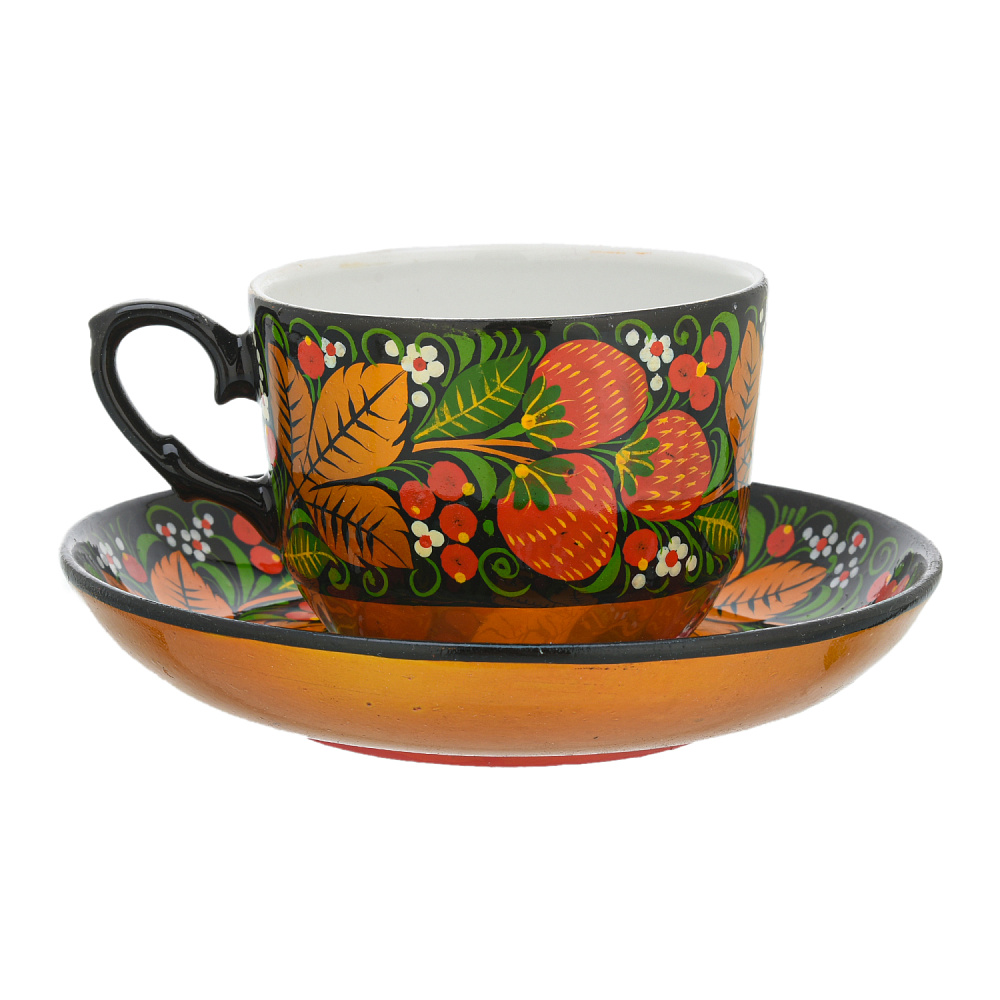 Чайный сервиз на 6 персон «Клубника». Хохлома - интернет магазин Русь Велика я фото 3