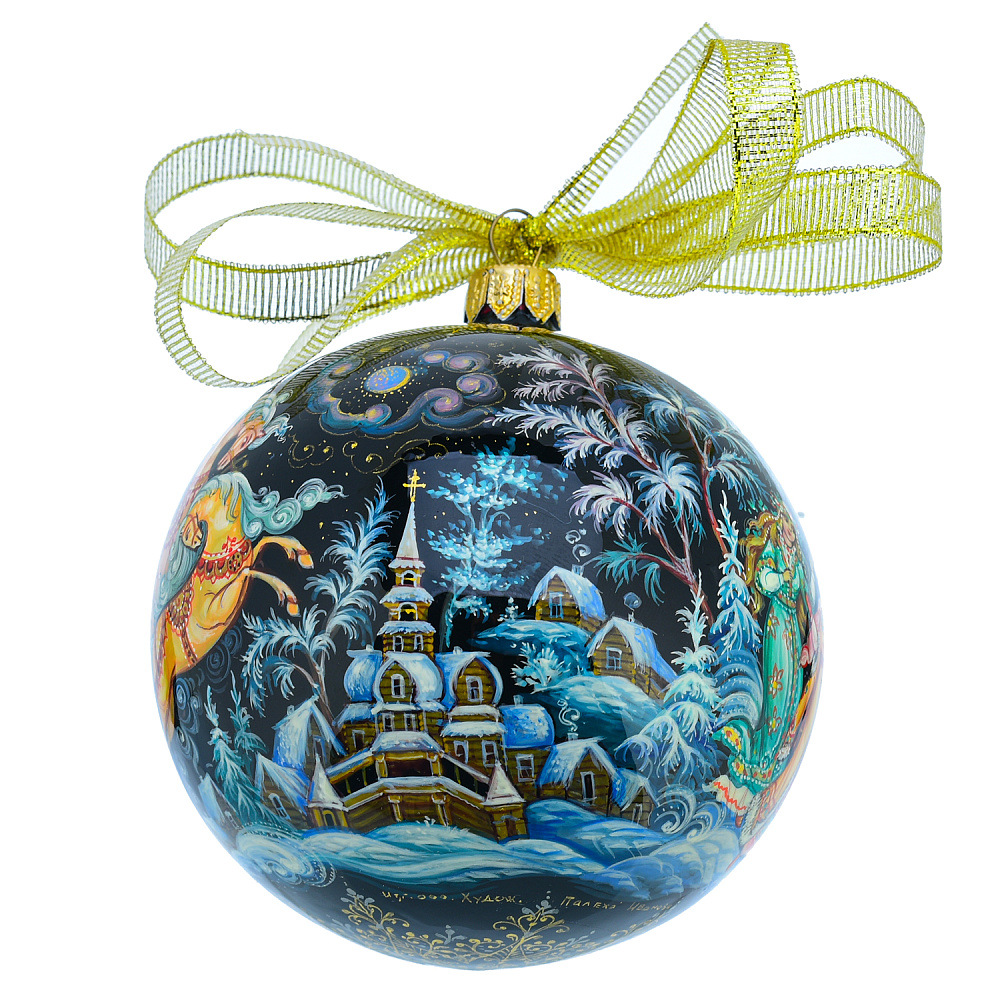 Новогодний елочный шар с росписью «Тройка» - интернет магазин Русь Велика я фото 3
