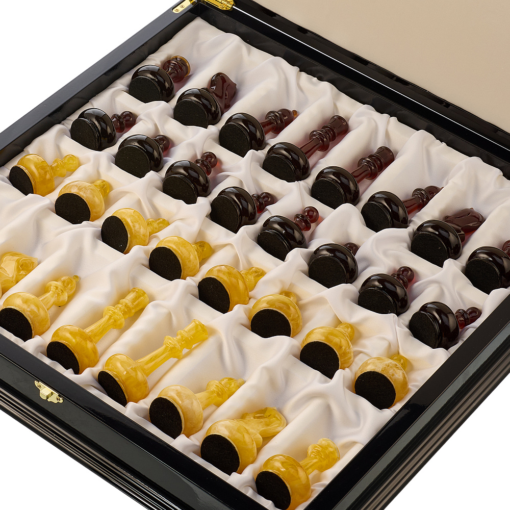 Шахматный ларец с янтарными фигурами 48х48 см - интернет магазин Русь Велика я фото 14