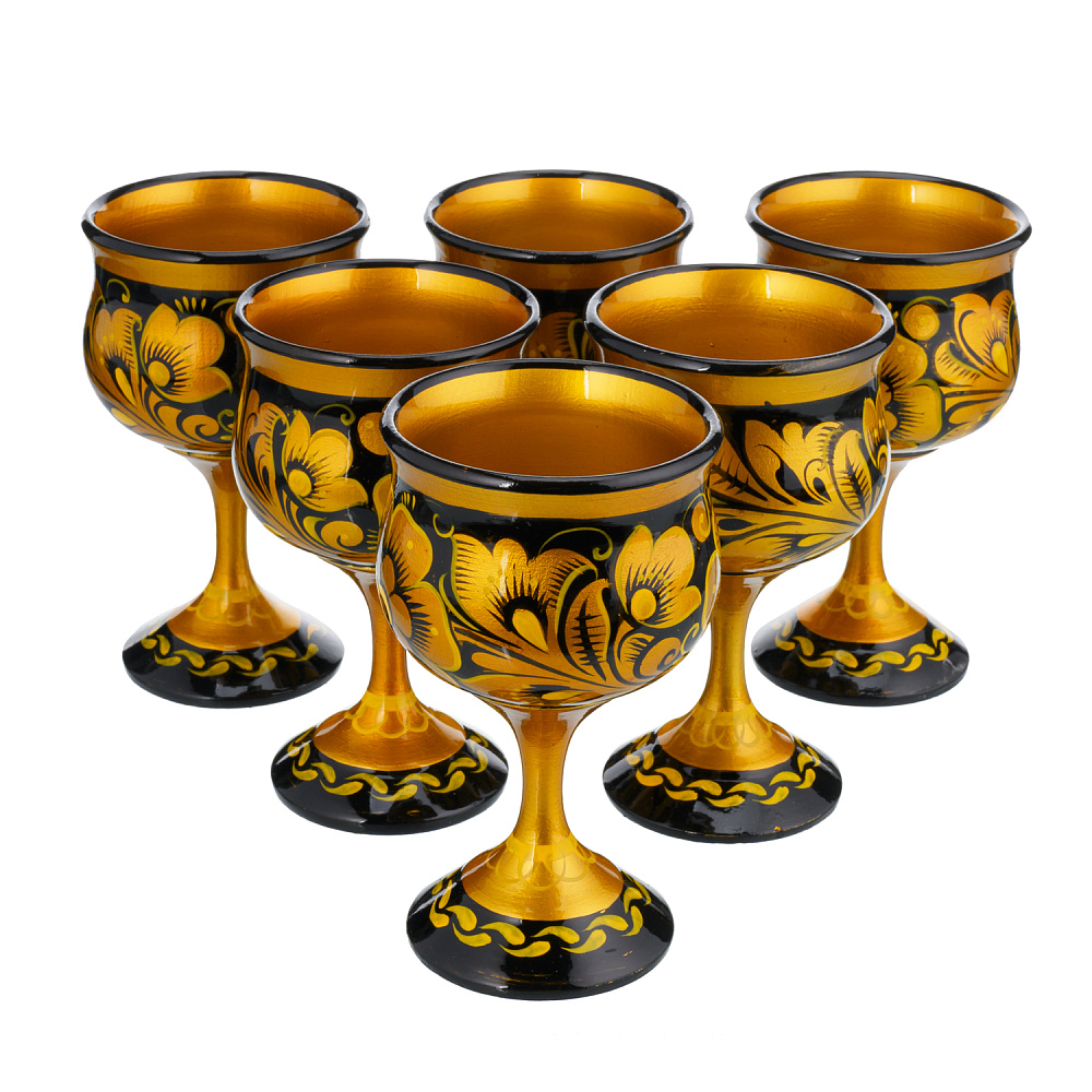 Питейный набор на 6 персон с росписью «Мельница». Хохлома - интернет магазин Русь Велика я фото 5