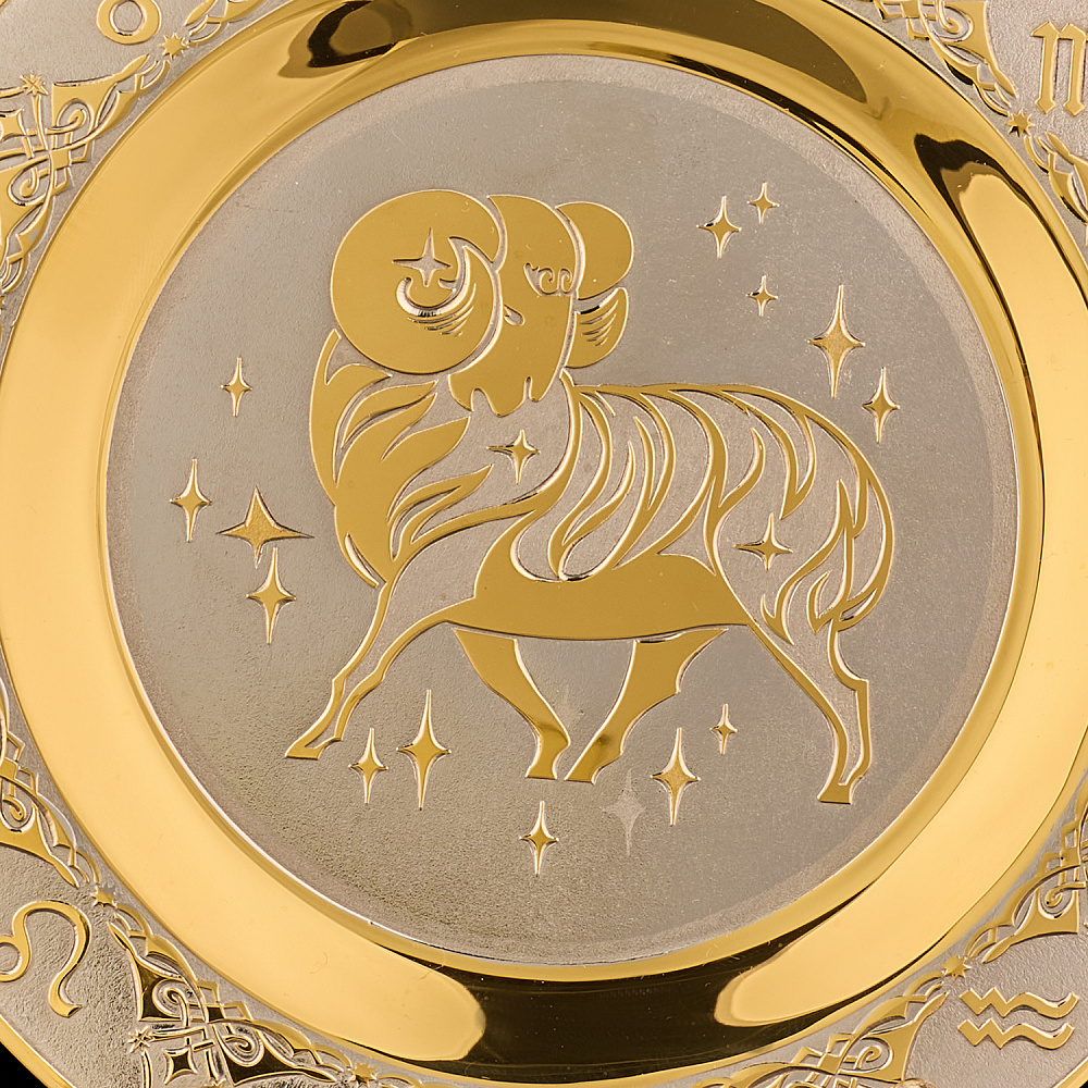 Тарелка декоративная с позолотой «Знак зодиака Овен». Златоуст - интернет магазин Русь Велика я фото 2