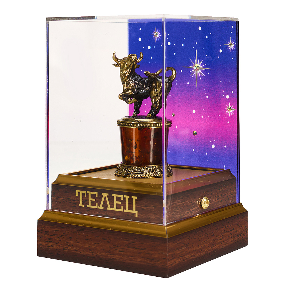 Статуэтка из янтаря и бронзы «Знак зодиака Телец» - интернет магазин Русь Велика я фото 3