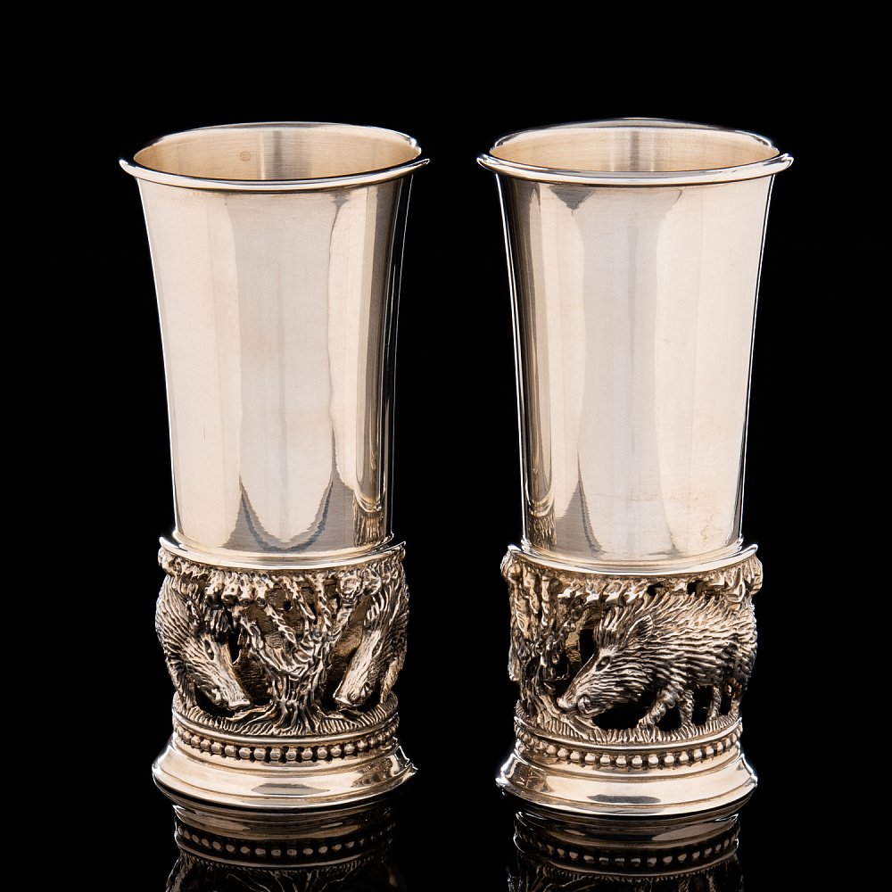 Набор стопок «Кабаны». Серебро 925* - интернет магазин Русь Велика я 