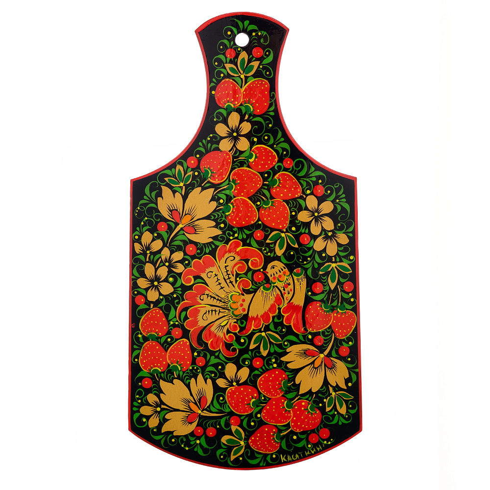 Доска разделочная «Клубника». Хохлома - интернет магазин Русь Велика я 