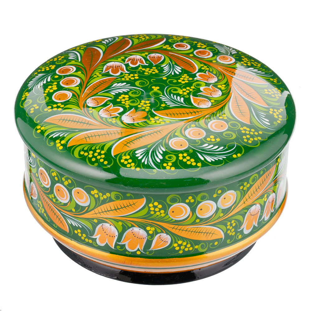 Деревянная круглая шкатулка с росписью «Ландыш». Хохлома - интернет магазин Русь Велика я фото 2