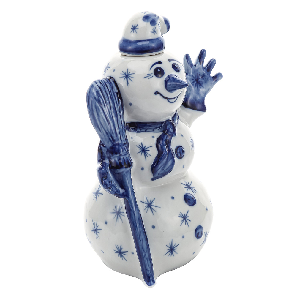 Штоф 1 л «Снеговик Январик». Гжель - интернет магазин Русь Велика я фото 4