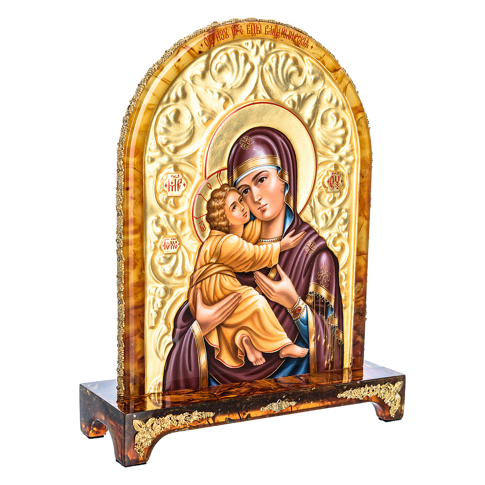 Икона янтарная «Владимирская Божья Матерь» 19х25 см - интернет магазин Русь Велика я фото 1