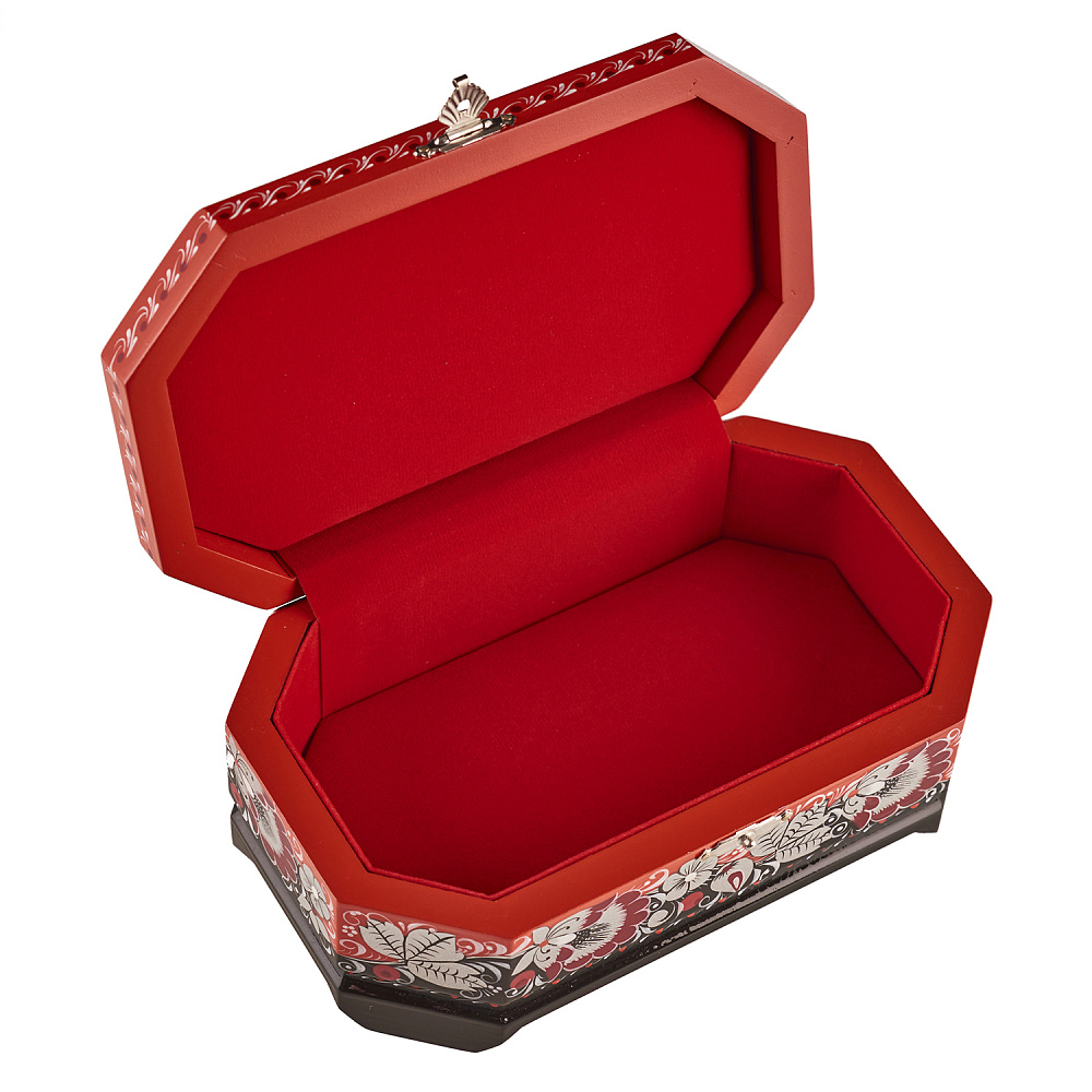 Шкатулка «Цветы серебристые». Хохлома - интернет магазин Русь Велика я фото 2