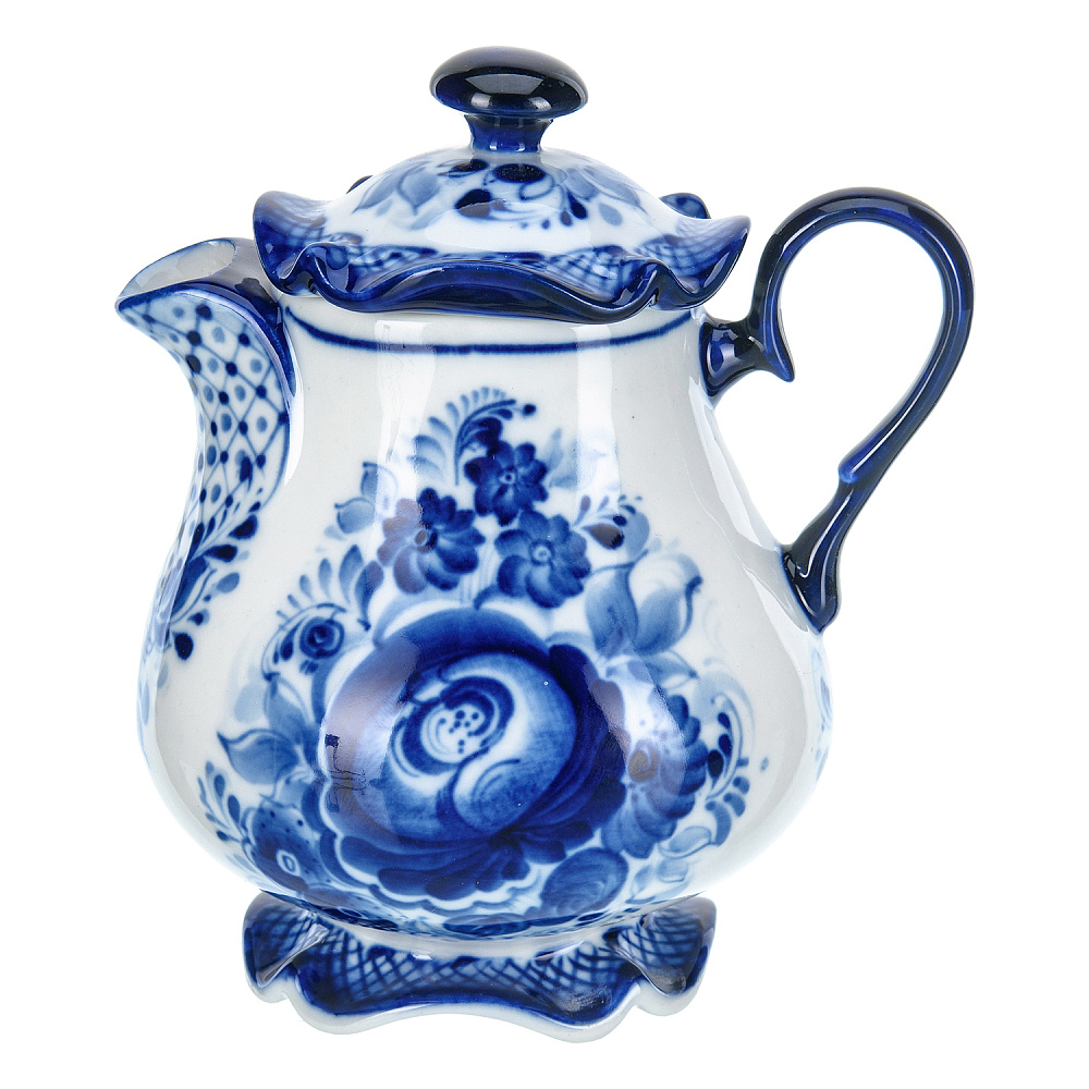 Сливочник с крышкой. Гжель - интернет магазин Русь Велика я 