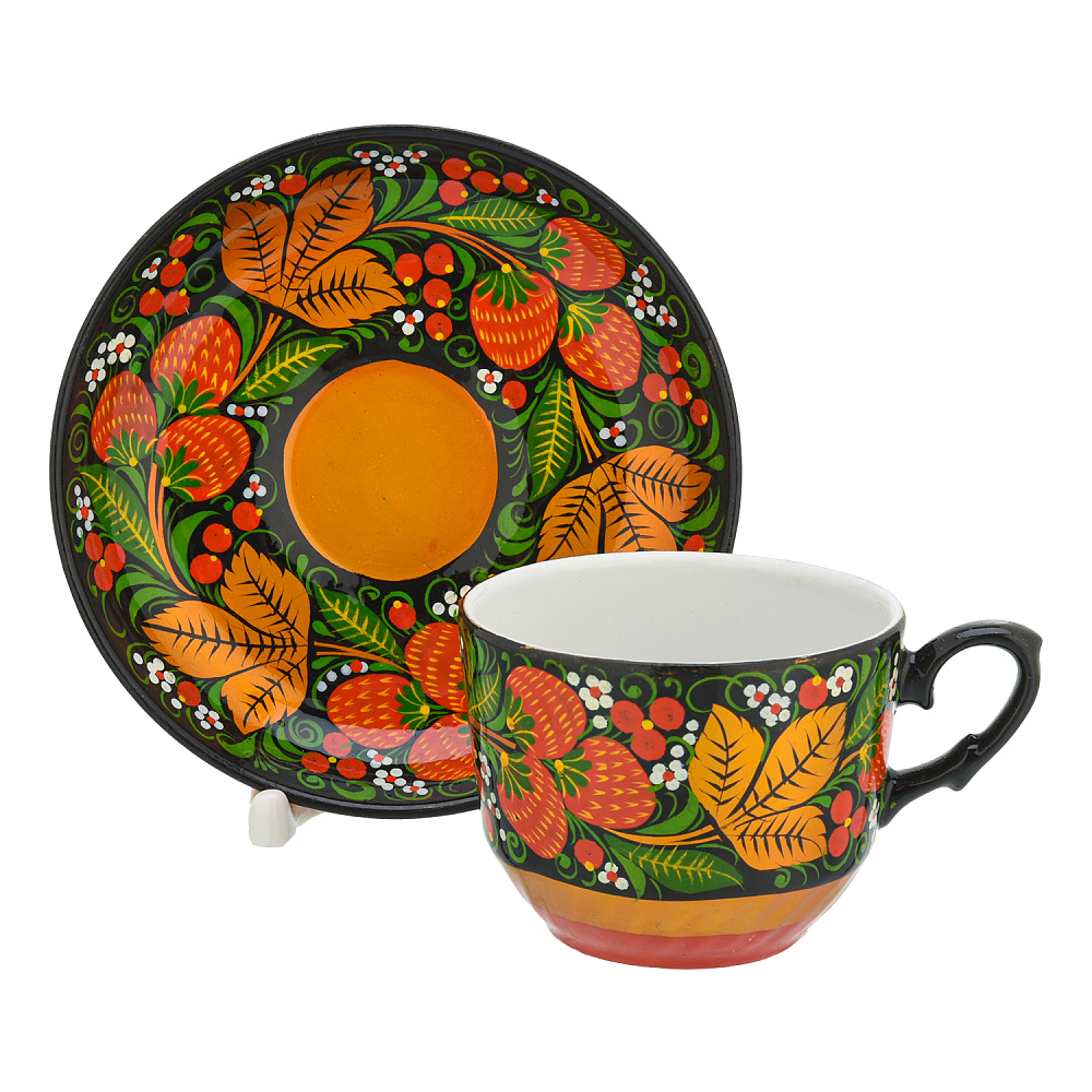 Чайный сервиз на 6 персон «Клубника». Хохлома - интернет магазин Русь Велика я фото 4