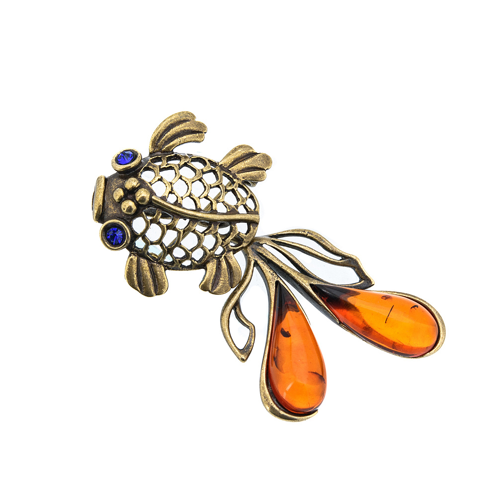 Брошь с янтарной вставкой «Рыбка» - интернет магазин Русь Велика я фото 2