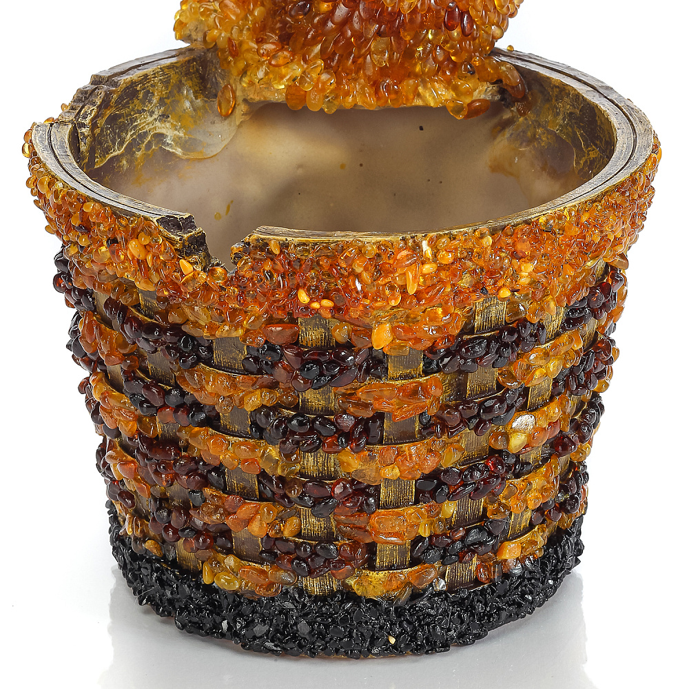 Скульптура-кашпо из янтаря «Кот в корзинке» - интернет магазин Русь Велика я фото 8