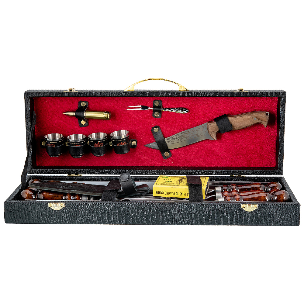 Шашлычный набор для пикника в кожаном футляре - интернет магазин Русь Велика я фото 1