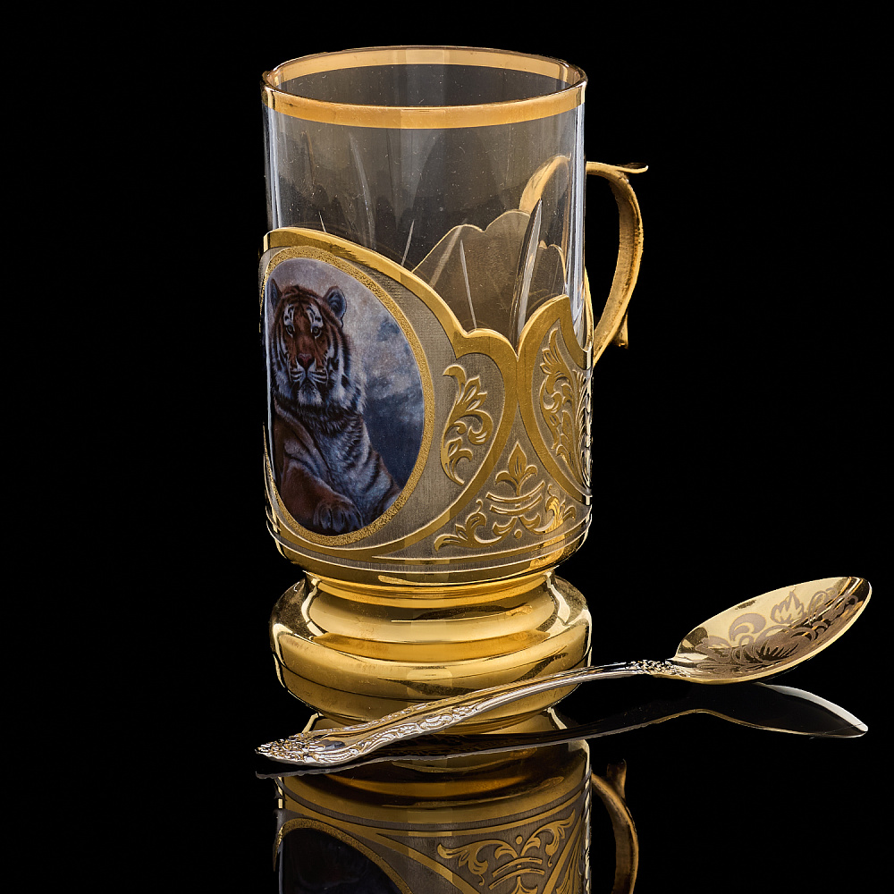 Подстаканник «Тигр». Златоуст - интернет магазин Русь Велика я фото 1