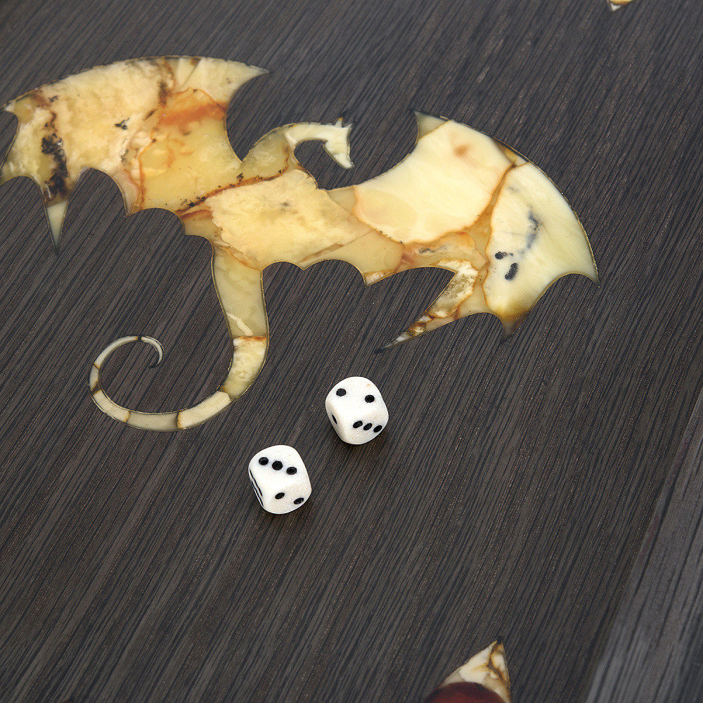 Деревянные нарды с янтарной инкрустацией «Дракон» 60х30 см - интернет магазин Русь Велика я фото 6