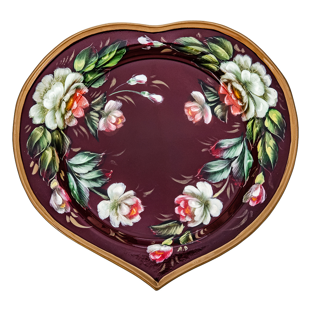 Поднос с авторской росписью «Цветы» 17х16 см - интернет магазин Русь Велика я 