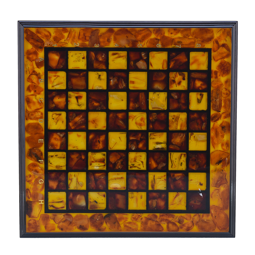 Шахматный ларец с инкрустацией и фигурами из янтаря 30х30 см - интернет магазин Русь Велика я фото 10