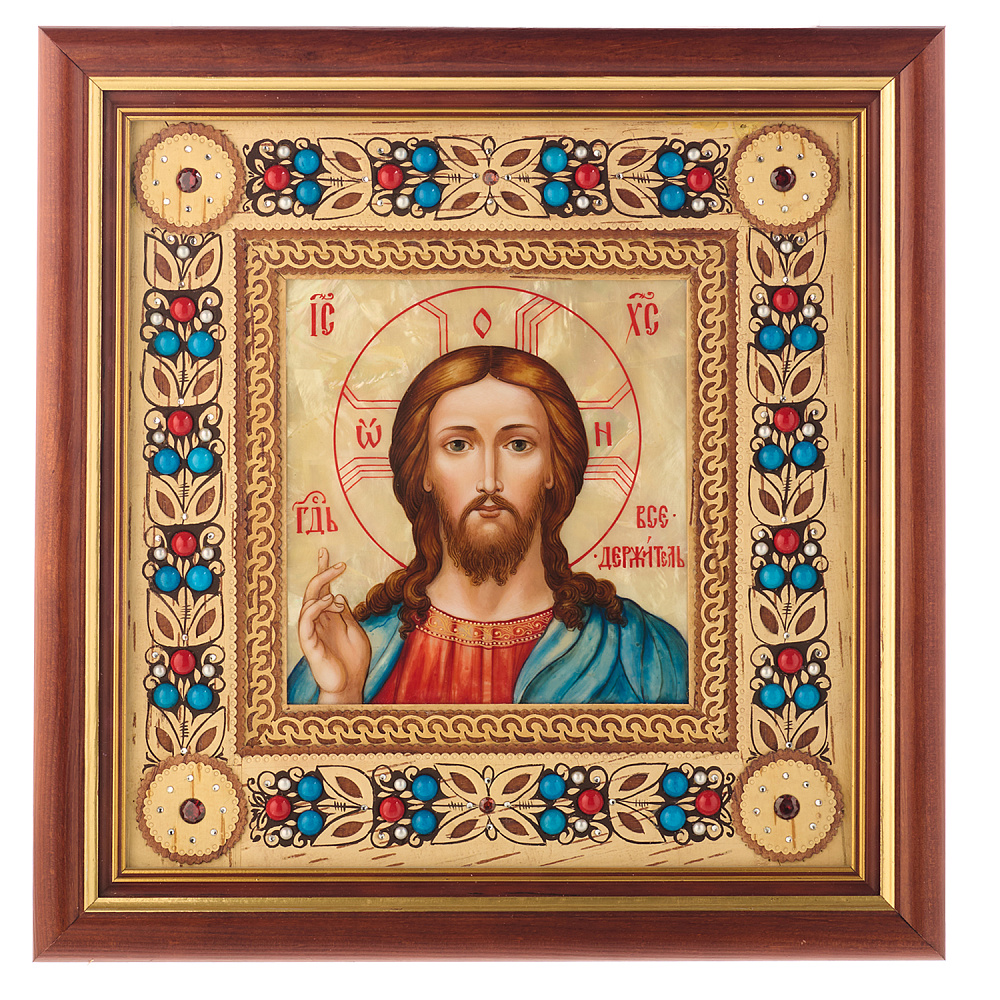 Икона из бересты «Господь Вседержитель» 29х30 см - интернет магазин Русь Велика я 