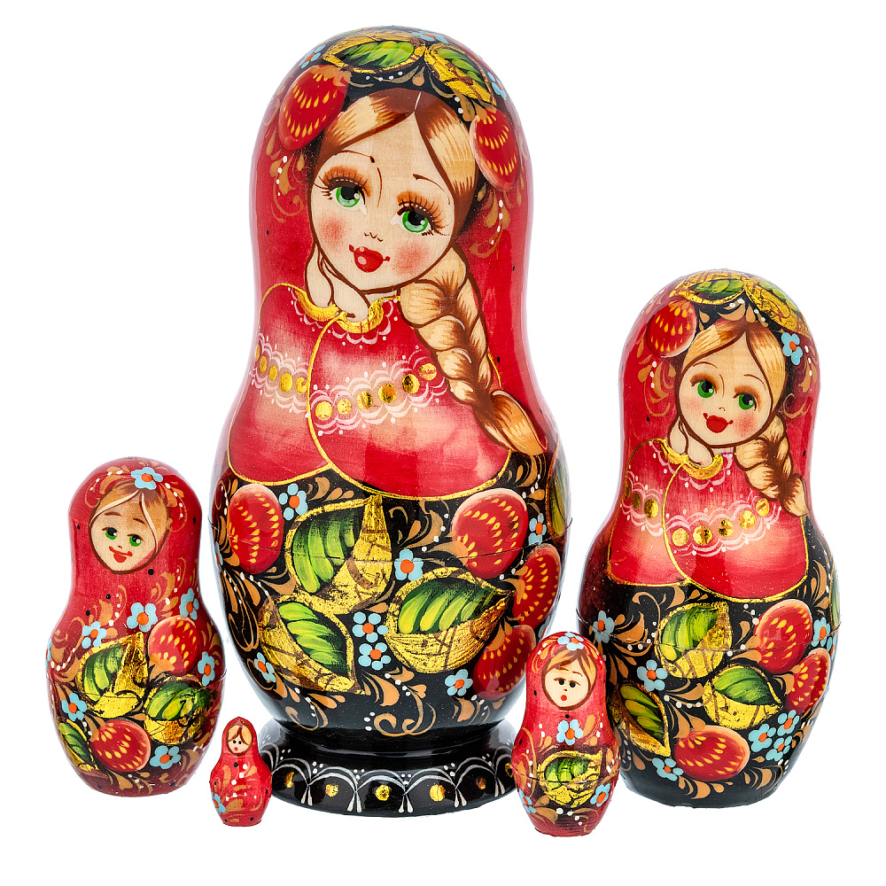 Матрешка «Клубника» 5 мест - интернет магазин Русь Велика я 