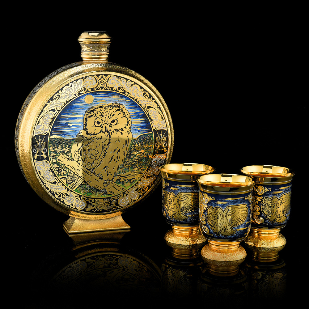 Питейный набор с флягой и ножом «Сова». Златоуст - интернет магазин Русь Велика я фото 1