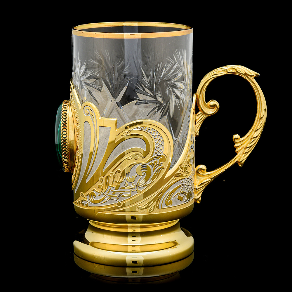 Чайный набор с подстаканниками «Малахит». Златоуст - интернет магазин Русь Велика я фото 3