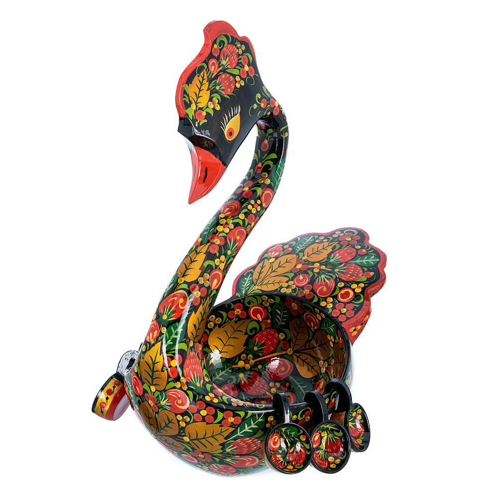 Братина с ковшиками «Лебедь». Хохлома - интернет магазин Русь Велика я 