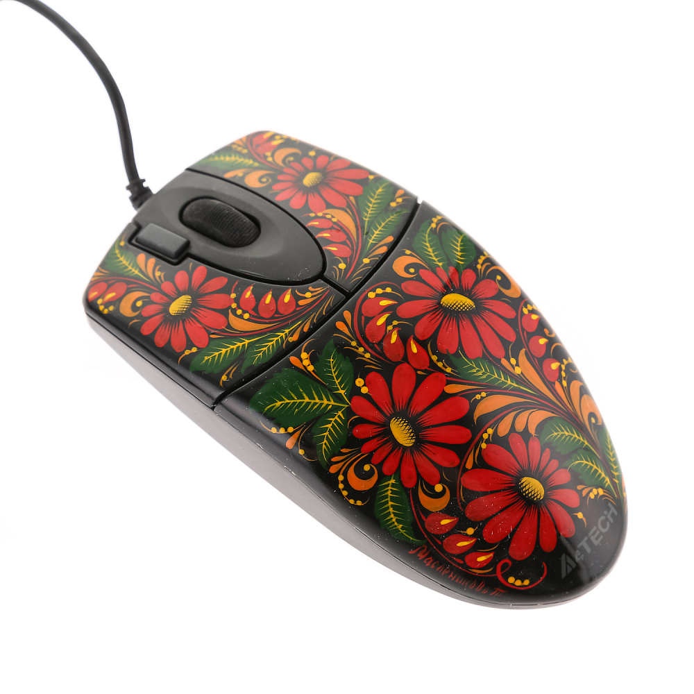 Клавиатура и мышь компьютерные проводные с росписью. Хохлома - интернет магазин Русь Велика я фото 4