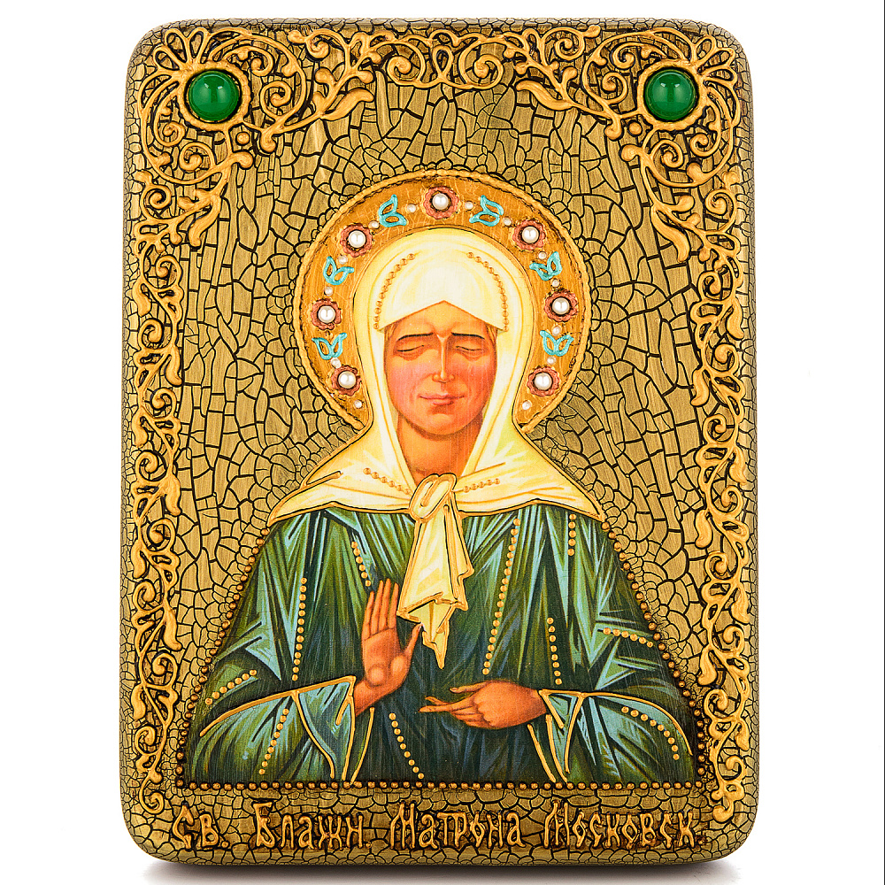 Икона из мореного дуба «Блаженная Матрона Московская» 15х20 см - интернет магазин Русь Велика я 