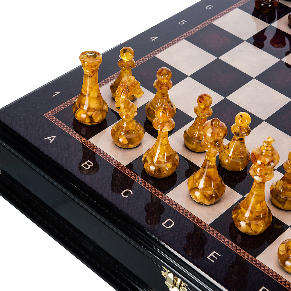 Шахматы с янтарными фигурами «Европа» 48х48 см - интернет магазин Русь Велика я фото 8