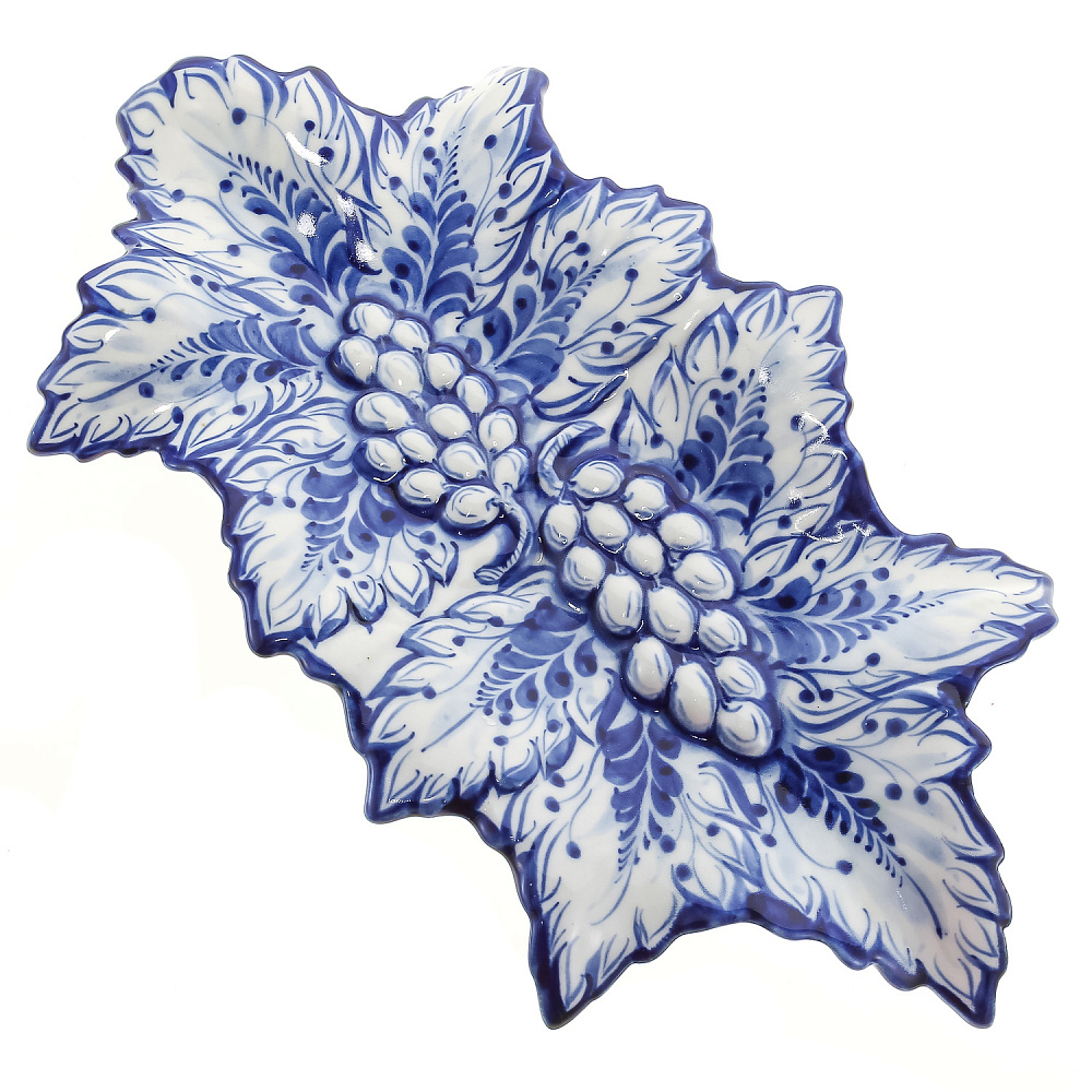 Блюдо «Виноград». Гжель - интернет магазин Русь Велика я фото 2