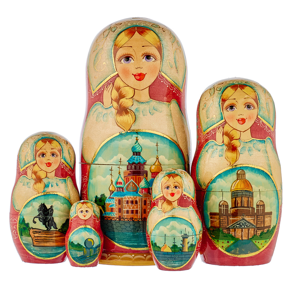 Матрешка «Санкт-Петербург. Спас на Крови»  5 мест - интернет магазин Русь Велика я 