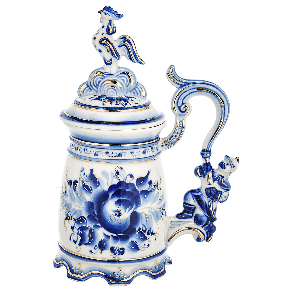 Кружка «Пожарный». Гжель - интернет магазин Русь Велика я 