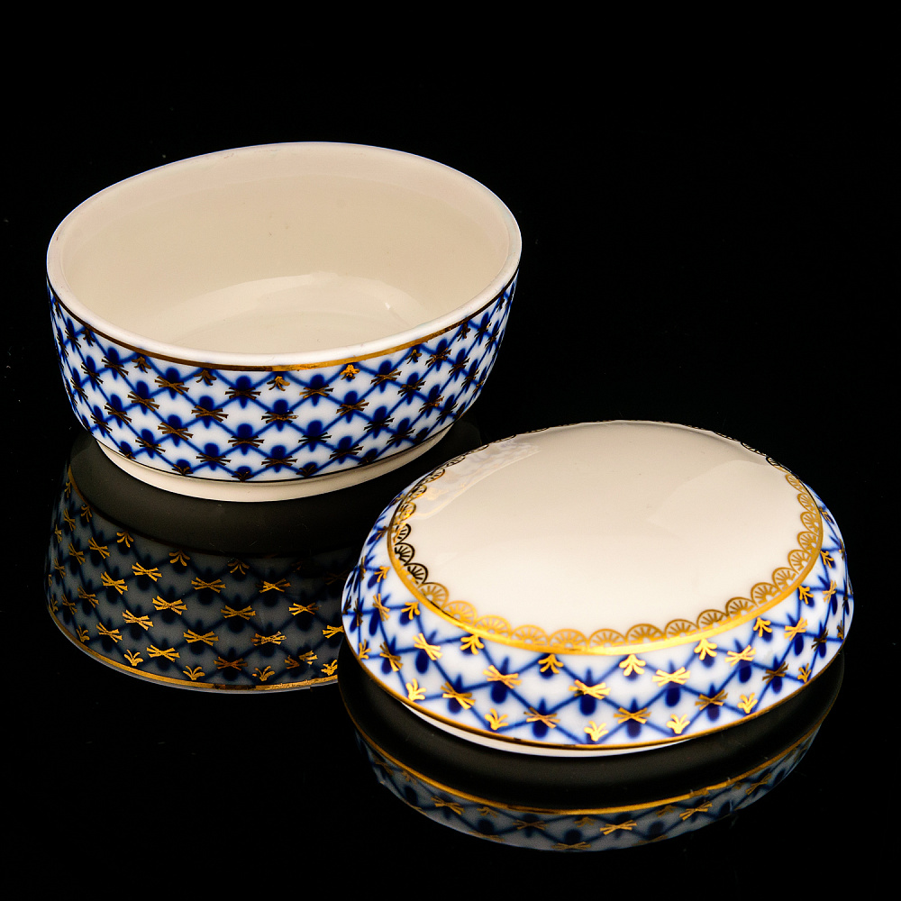 Шкатулка овальная «Кобальтовая сетка» ИФЗ - интернет магазин Русь Велика я фото 1