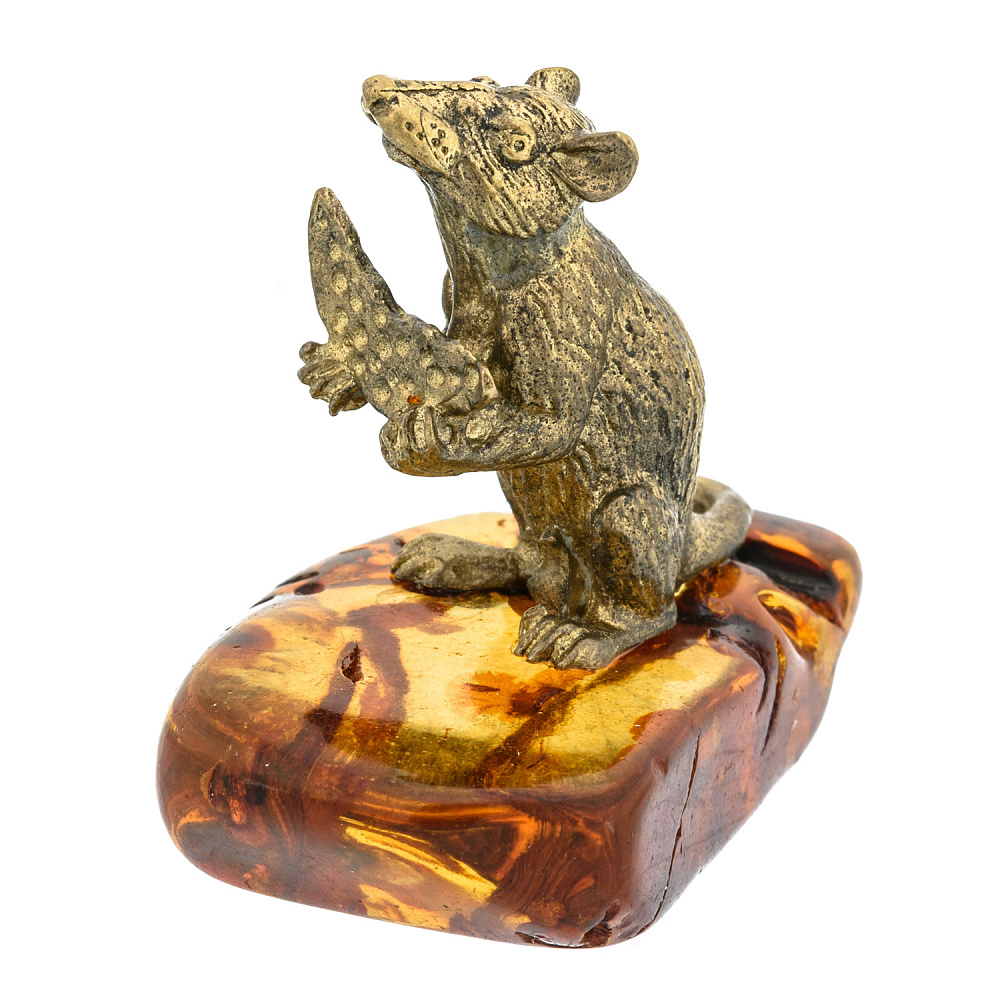 Статуэтка с янтарем «Крыса с сыром» - интернет магазин Русь Велика я фото 2