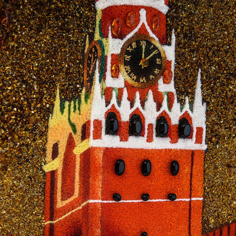 Картина янтарная «Спасская башня ночью» 30х40 см - интернет магазин Русь Велика я фото 2