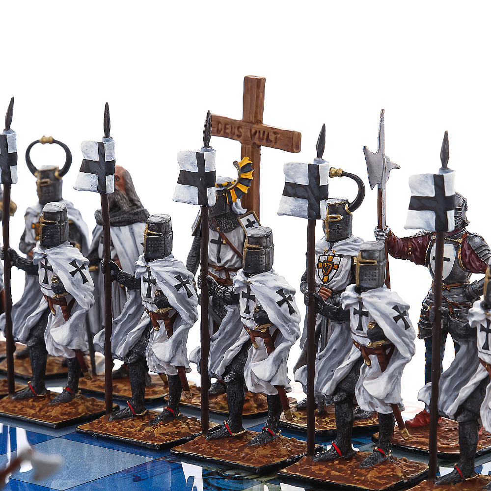 Шахматы со стеклянным полем и оловянными фигурами «Ледовое побоище» 34х34 см - интернет магазин Русь Велика я фото 2