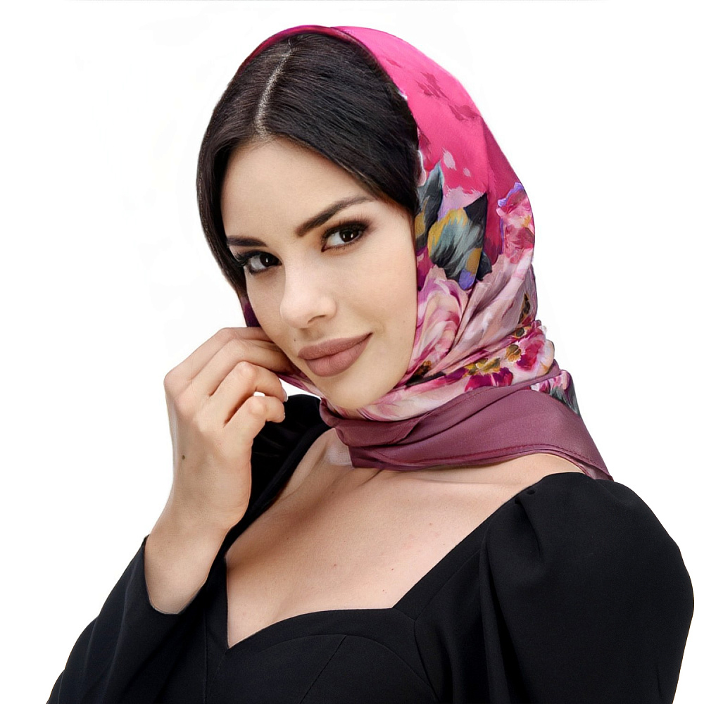 Платок ПавлоПосадский шелковый «Коварство и любовь» 89х89 см - интернет магазин Русь Велика я фото 1