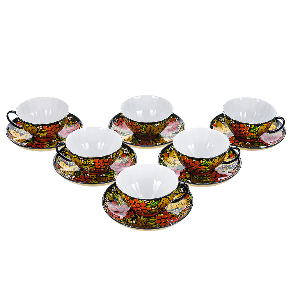 Чайный сервиз на 6 персон «Рябинка». Хохлома - интернет магазин Русь Велика я фото 5