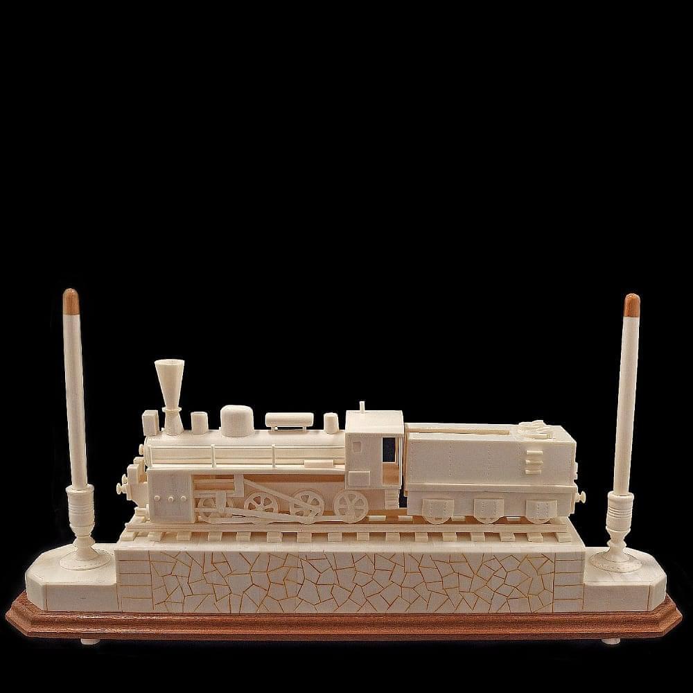 Настольный набор для руководителя из рога лося «Паровоз» - интернет магазин Русь Велика я 