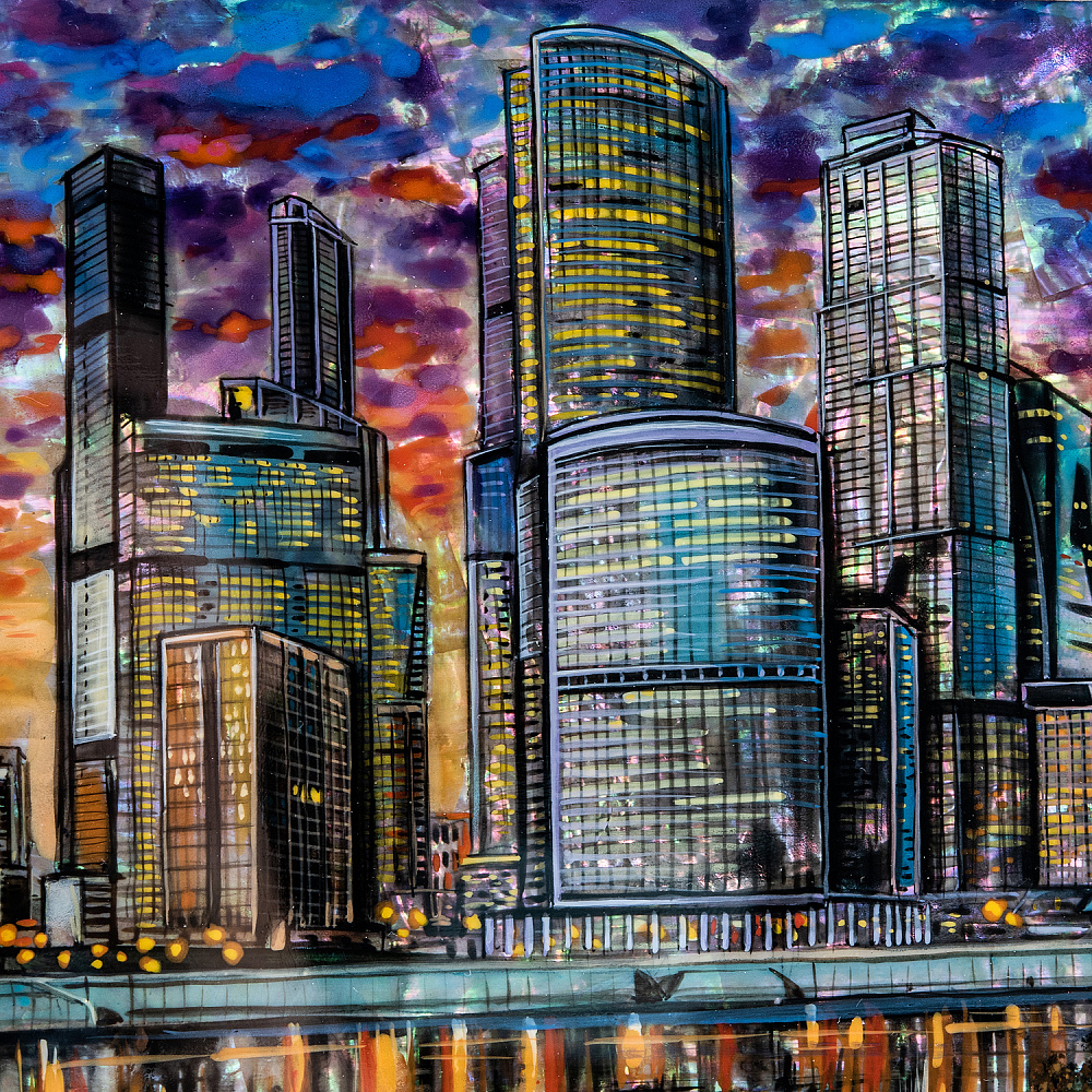 Картина на перламутре «Москва Сити» 33х40 см - интернет магазин Русь Велика я фото 1